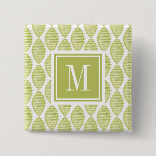 Monogram Hygge Flowers Patroon Vierkante Button 5,1 Cm