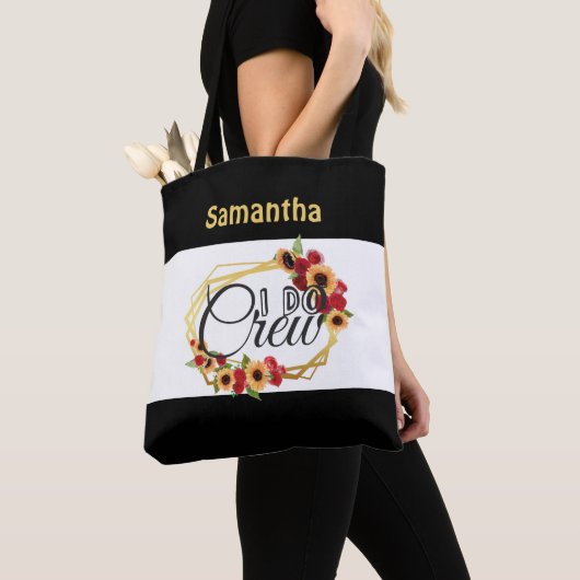 Monogram I Do Crew Zonnebloemen Rozen Bruidsfeestj Tote Bag (Dichtbij)