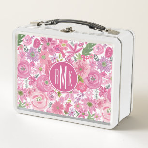 Monogram   I Do Pink Waterverf Floral Pattern