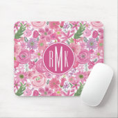 Monogram | I Do Pink Waterverf Floral Pattern Muismat (Met muis)