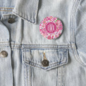 Monogram | I Do Pink Waterverf Floral Pattern Ronde Button 5,7 Cm (In situ)