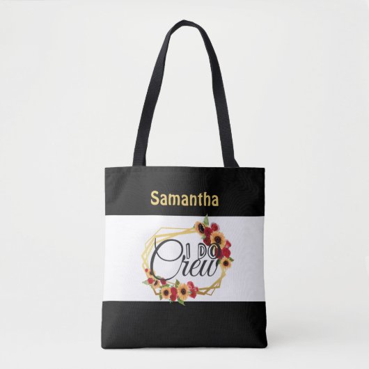 Monogram I doet Zonnebloemen Rozen Bridal Partij Tote Bag (Voorkant)