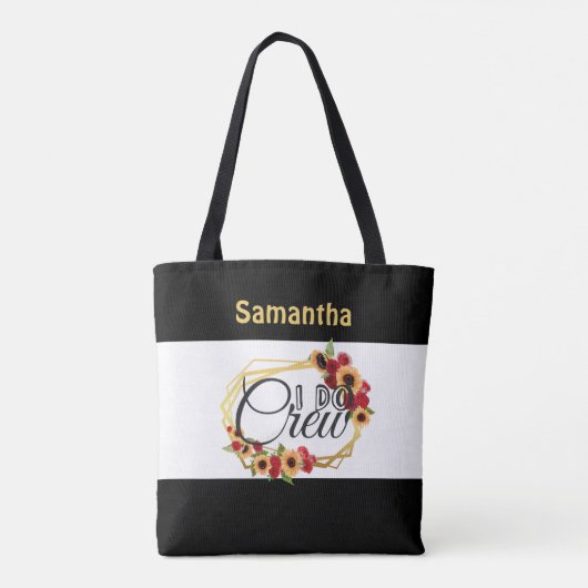 Monogram I doet Zonnebloemen Rozen Bridal Partij Tote Bag (Achterkant)