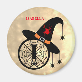 Monogram I Halloween Sky Witch Spiders Name Magnet