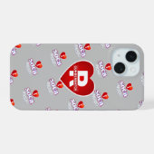MONOGRAM I HOU VAN SOCA op GRIJS iPhone 15 Case (Achterkant horizontaal)