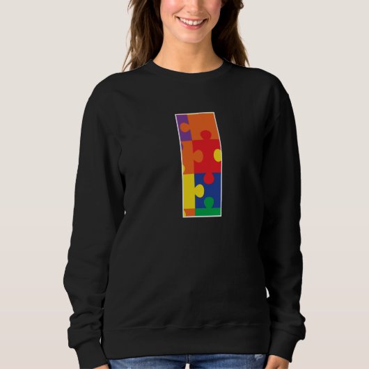 Monogram I in Multi Color Puzzle Pieces Trui (Voorkant)