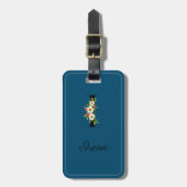 Monogram I kobalt waterverf bloem Bagagelabel (Voorkant verticaal)
