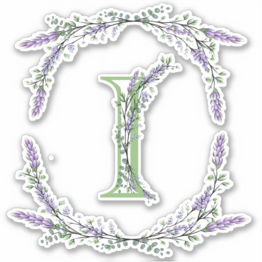 Monogram I lavendel Eucalyptus Sticker (Voorkant)