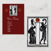 Monogram i Letter, Antiek figuren Rood Zwart wit Visitekaartje (Voorkant / Achterkant)
