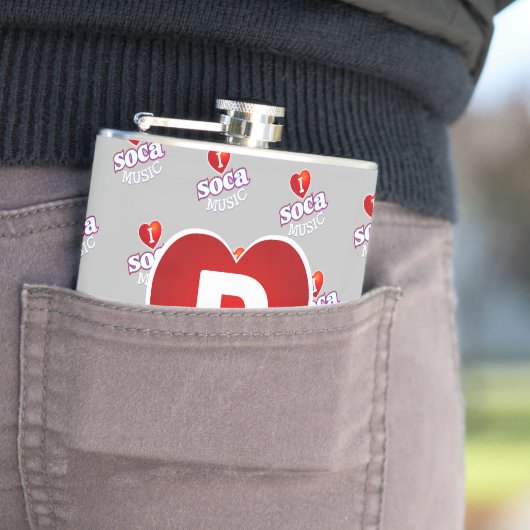 MONOGRAM I LOVE SOCA on GREY Heupfles (Voorbeeld)