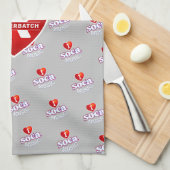 MONOGRAM I LOVE SOCA on GREY Theedoek (Quarter Fold)