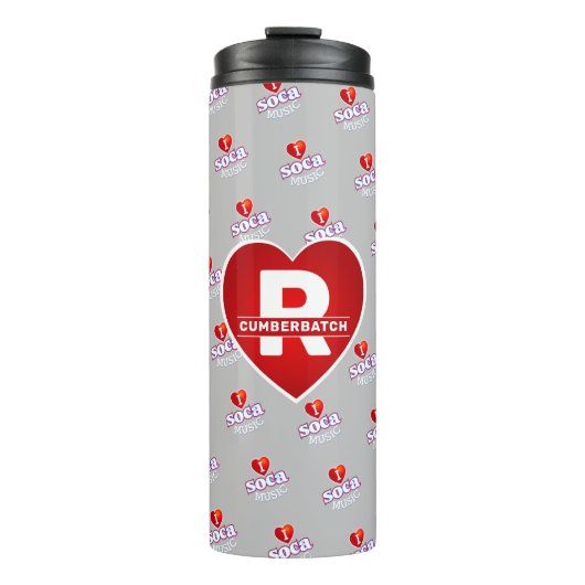 MONOGRAM I  LOVE SOCA on GREY Thermosbeker (Voorkant)