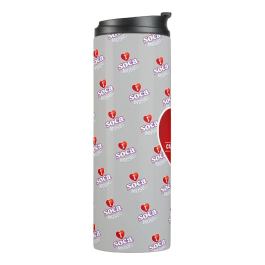 MONOGRAM I  LOVE SOCA on GREY Thermosbeker (Gedraaid links)