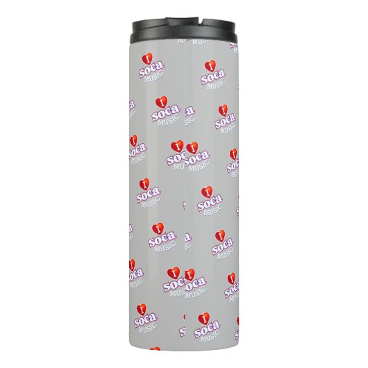 MONOGRAM I  LOVE SOCA on GREY Thermosbeker (Achterkant)