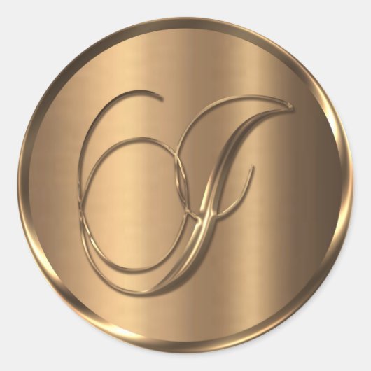 Monogram I NONMETALLIC Bronze Envelope Seal Ronde Sticker (Voorkant)