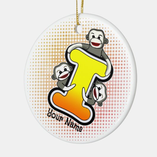 Monogram I Sock Monkey Keramisch Ornament (Links)