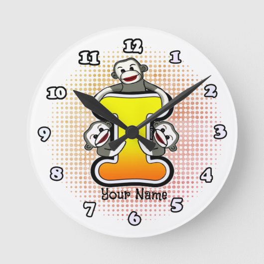 Monogram I Sock Monkey klok (Voorkant)