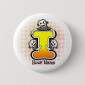 Monogram I Sock Monkey Ronde Button 5,7 Cm (Voorkant)