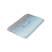 Monogram Ice Blue Metallic Silver Glitter Driving Badmat (Gekanteld)