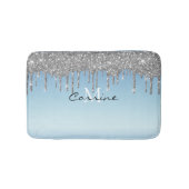 Monogram Ice Blue Metallic Silver Glitter Driving Badmat (Voorkant)