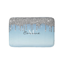 Monogram Ice Blue Metallic Silver Glitter Driving Badmat