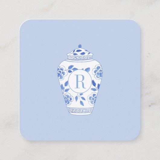 Monogram Iets Blauw Bruiloft Douche QR RSVP Informatiekaartje (Achterkant)