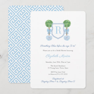 Monogram Iets Blauw Vrijgezellenfeest Kaart