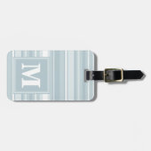 Monogram ijsblauwe strepen bagagelabel (Voorkant horizontaal)