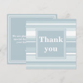 Monogram ijsblauwe strepen bedankkaart (Voorkant / Achterkant)