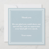 Monogram ijsblauwe strepen bedankkaart (Achterkant)