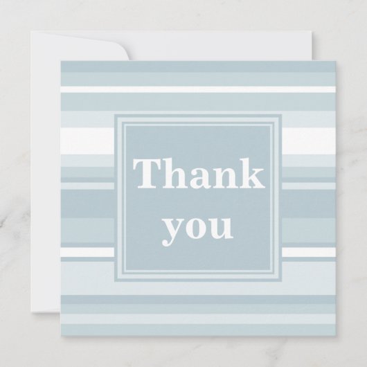 Monogram ijsblauwe strepen bedankkaart (Voorkant)