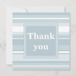 Monogram ijsblauwe strepen bedankkaart