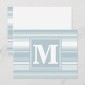 Monogram ijsblauwe strepen briefkaart (Voorkant / Achterkant)