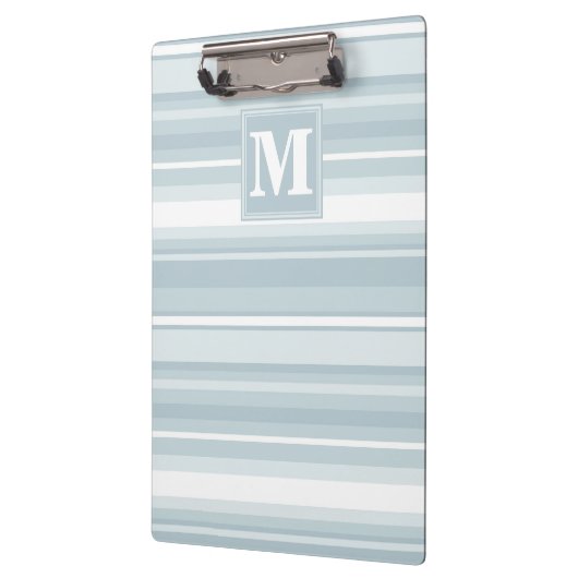 Monogram ijsblauwe strepen klembord (Links)