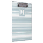 Monogram ijsblauwe strepen klembord (Rechts)