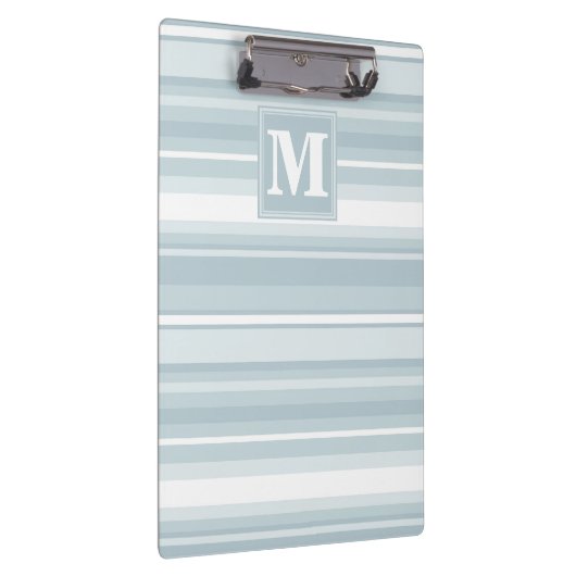 Monogram ijsblauwe strepen klembord (Rechts)