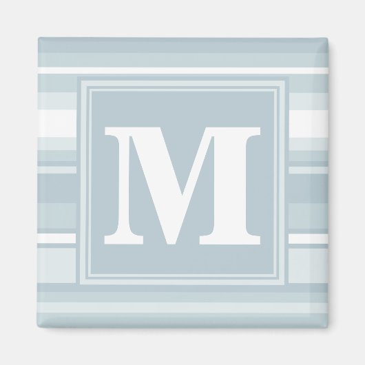 Monogram ijsblauwe strepen magneet (Voorkant)