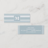 Monogram ijsblauwe strepen mini visitekaartje (Voorkant / Achterkant)