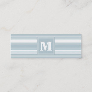 Monogram ijsblauwe strepen mini visitekaartje