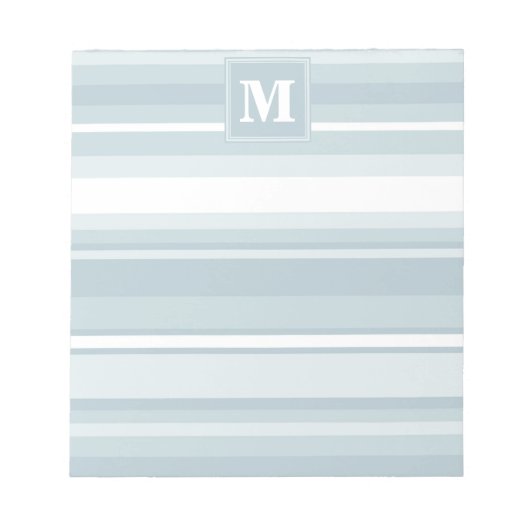 Monogram ijsblauwe strepen notitieblok (Voorkant)