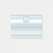 Monogram ijsblauwe strepen post-it® notes (Voorkant)