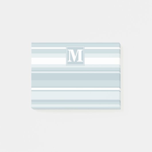 Monogram ijsblauwe strepen post-it® notes (Voorkant)