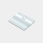 Monogram ijsblauwe strepen post-it® notes (Schuin)