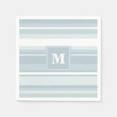 Monogram ijsblauwe strepen servetten (Voorkant)
