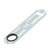 Monogram ijsblauwe strepen speed flessenopener (Voorkant Gekanteld)