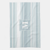 Monogram ijsblauwe strepen theedoek (Verticaal)