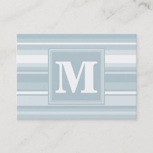 Monogram ijsblauwe strepen visitekaartje