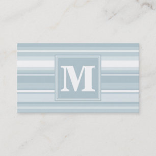 Monogram ijsblauwe strepen visitekaartje