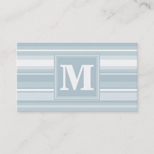 Monogram ijsblauwe strepen visitekaartje (Voorkant)