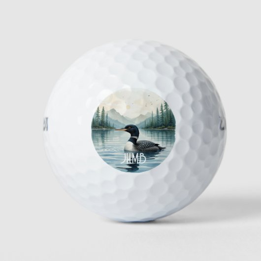 Monogram IJsduiker Vogel Natuur Dier Golfballen (Voorkant)